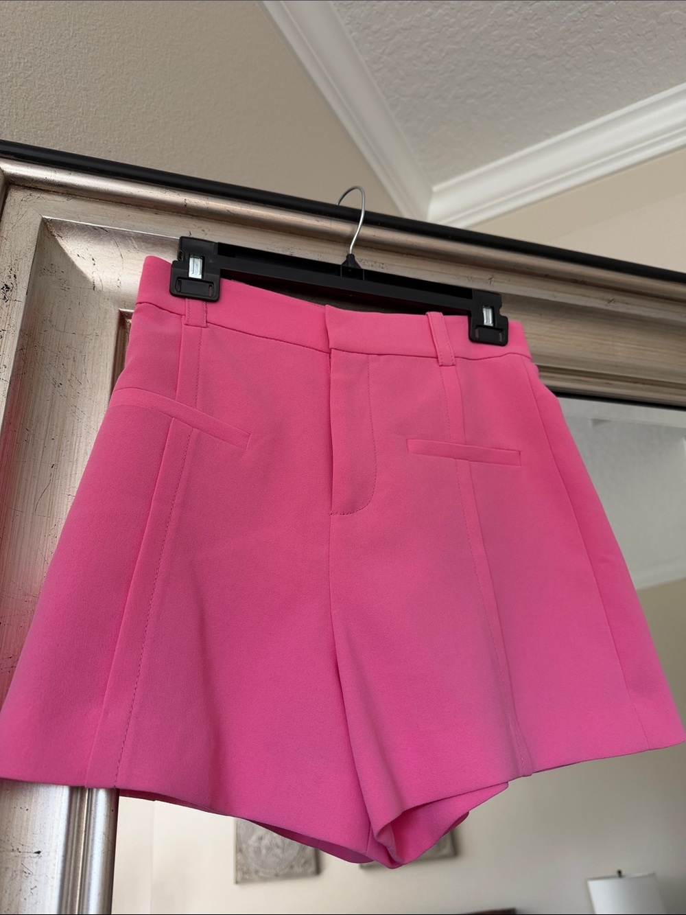Zara High-Waist Hot Pink Tailored Shorts